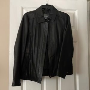 Eddie Bauer black buffalo leather jacket size PM